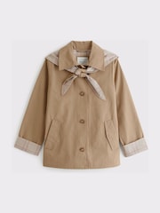 Abercrombie & Fitch Brown Scarf Cape A-Line Trench Coat - Image 7 of 9