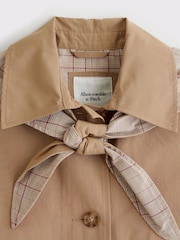 Abercrombie & Fitch Brown Scarf Cape A-Line Trench Coat - Image 8 of 9