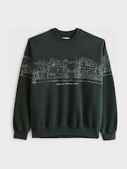Abercrombie & Fitch Green Graphic Acid Wash Sweatshirt - Image 1 of 3