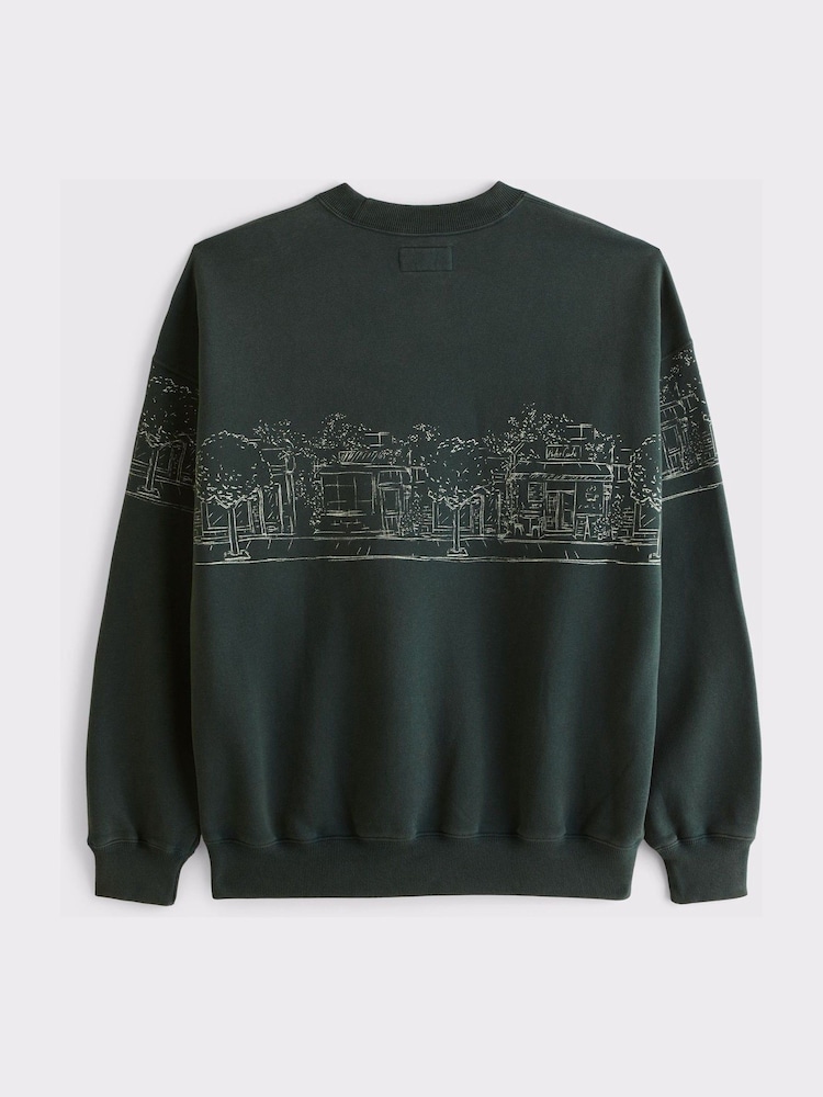 Abercrombie & Fitch Green Graphic Acid Wash Sweatshirt - Image 2 of 3