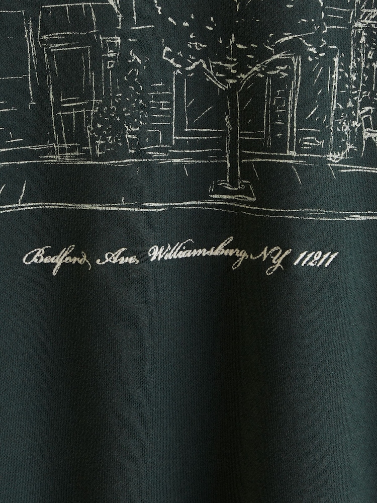 Abercrombie & Fitch Green Graphic Acid Wash Sweatshirt - Image 3 of 3
