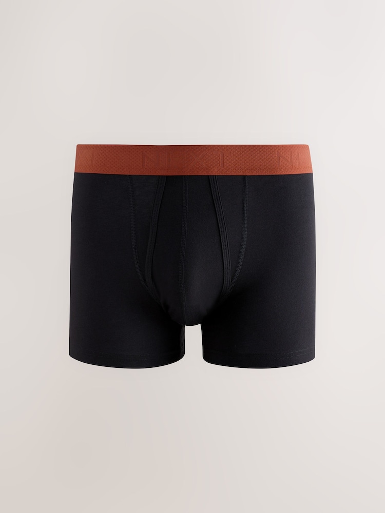 Black Orange/Green Waistband 5 Pack A-Front Cotton Rich Boxers - Image 2 of 9