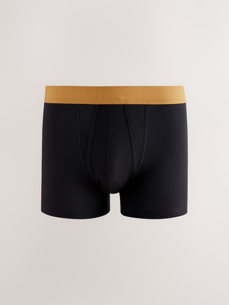 Black Orange/Green Waistband 5 Pack A-Front Cotton Rich Boxers - Image 3 of 9