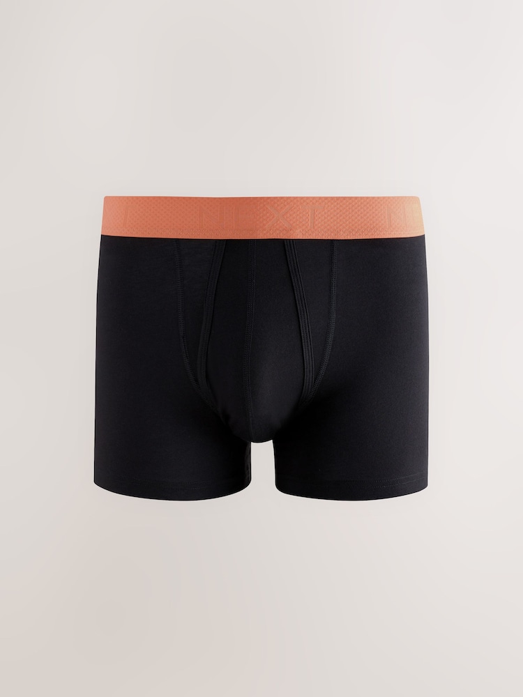 Black Orange/Green Waistband 5 Pack A-Front Cotton Rich Boxers - Image 4 of 9