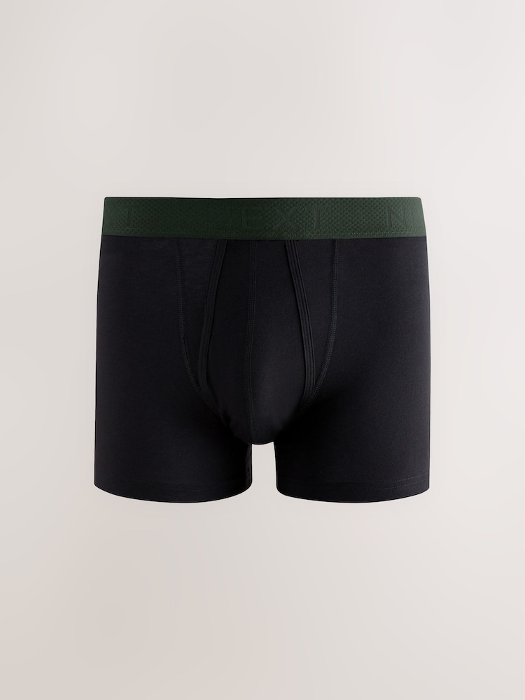 Black Orange/Green Waistband 5 Pack A-Front Cotton Rich Boxers - Image 6 of 9
