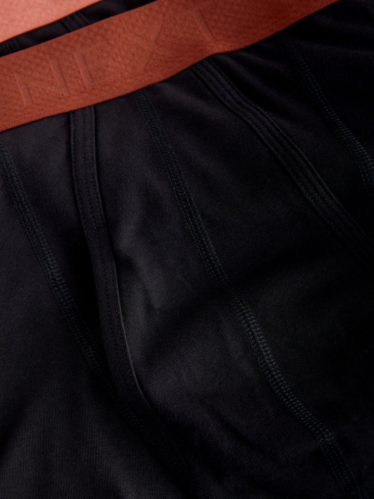 Black Orange/Green Waistband 5 Pack A-Front Cotton Rich Boxers - Image 9 of 9