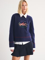 Abercrombie & Fitch Blue Horse Graphic Knit Jumper - Image 3 of 8