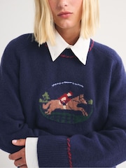 Abercrombie & Fitch Blue Horse Graphic Knit Jumper - Image 6 of 8