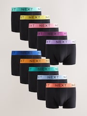 Black Shiny Colour Waistbands 10 pack Cotton Rich Blend Hipsters Boxers - Image 1 of 14