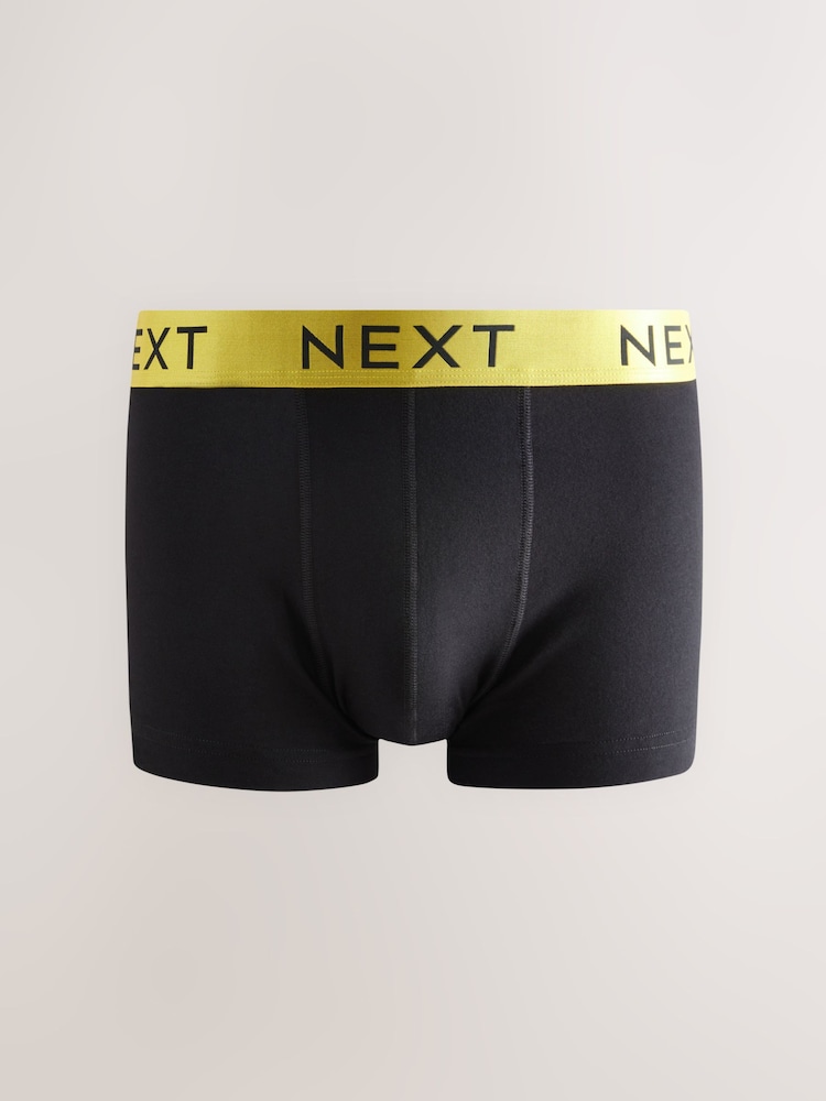 Black Shiny Colour Waistbands 10 pack Cotton Rich Blend Hipsters Boxers - Image 4 of 14