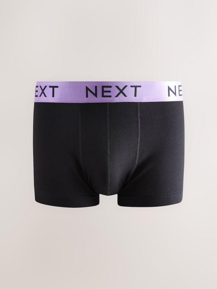 Black Shiny Colour Waistbands 10 pack Cotton Rich Blend Hipsters Boxers - Image 8 of 14