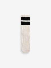 Black/Grey Stripe Cushion Sole Ribbed Sport Ankle Socks 3 Pack With Arch Support - Image 3 of 4