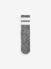 Black/Grey Stripe Cushion Sole Ribbed Sport Ankle Socks 3 Pack With Arch Support - Image 4 of 4