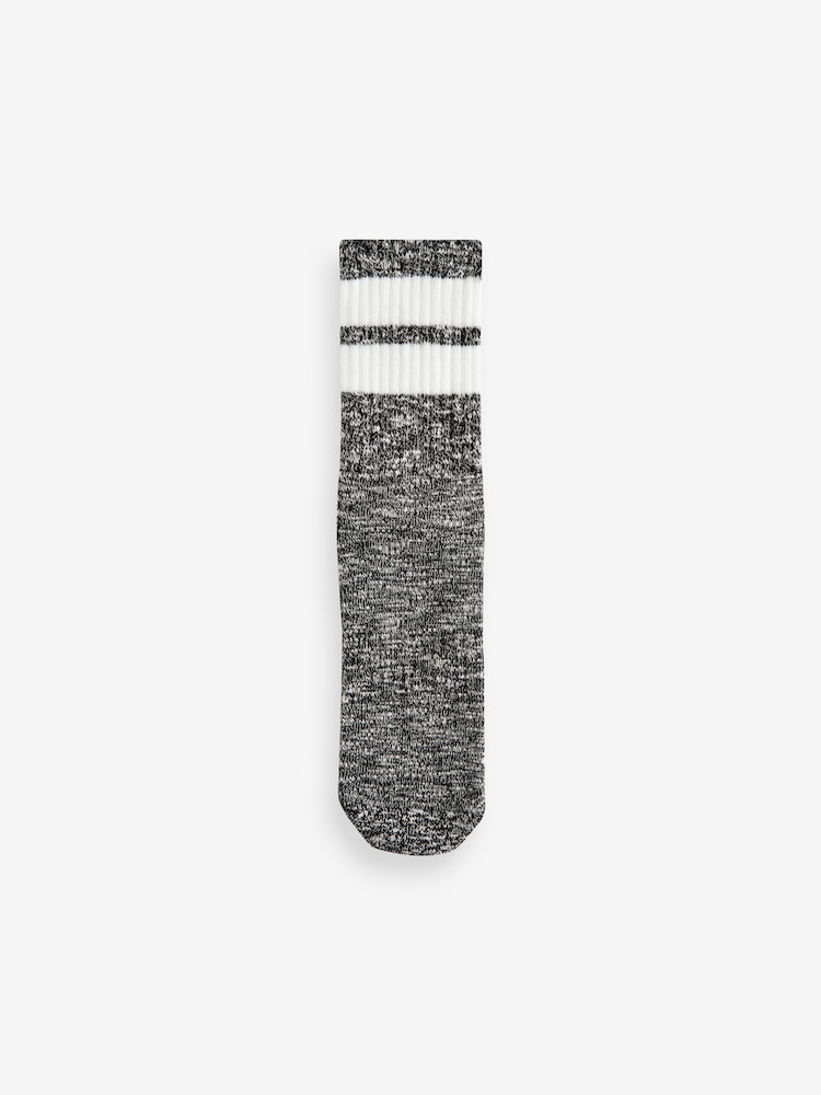Black/Grey Stripe Cushion Sole Ribbed Sport Ankle Socks 3 Pack With Arch Support - Image 4 of 4