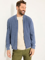FatFace French Navy Berwick Laundered Knitted Bomber Cardigans - Image 1 of 5