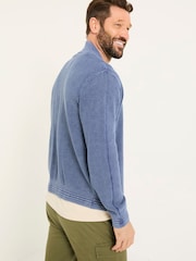 FatFace French Navy Berwick Laundered Knitted Bomber Cardigans - Image 2 of 5