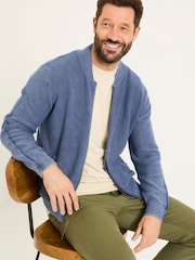 FatFace French Navy Berwick Laundered Knitted Bomber Cardigans - Image 3 of 5