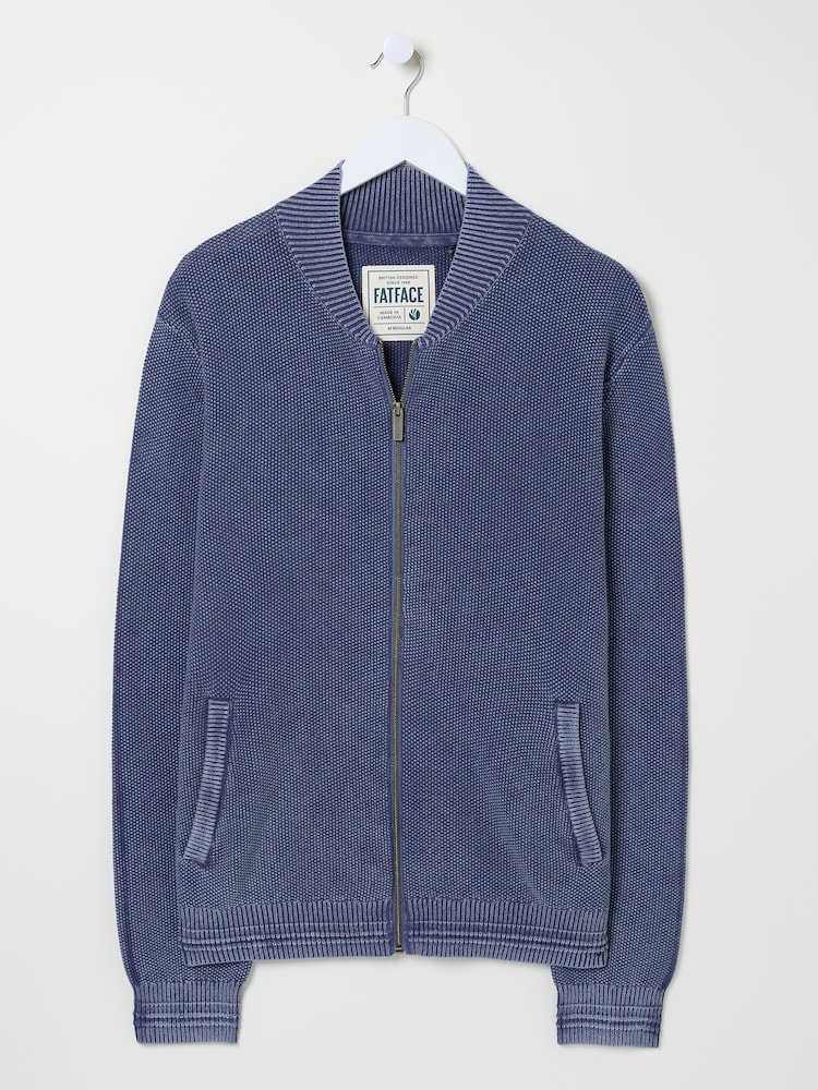 FatFace French Navy Berwick Laundered Knitted Bomber Cardigans - Image 5 of 5