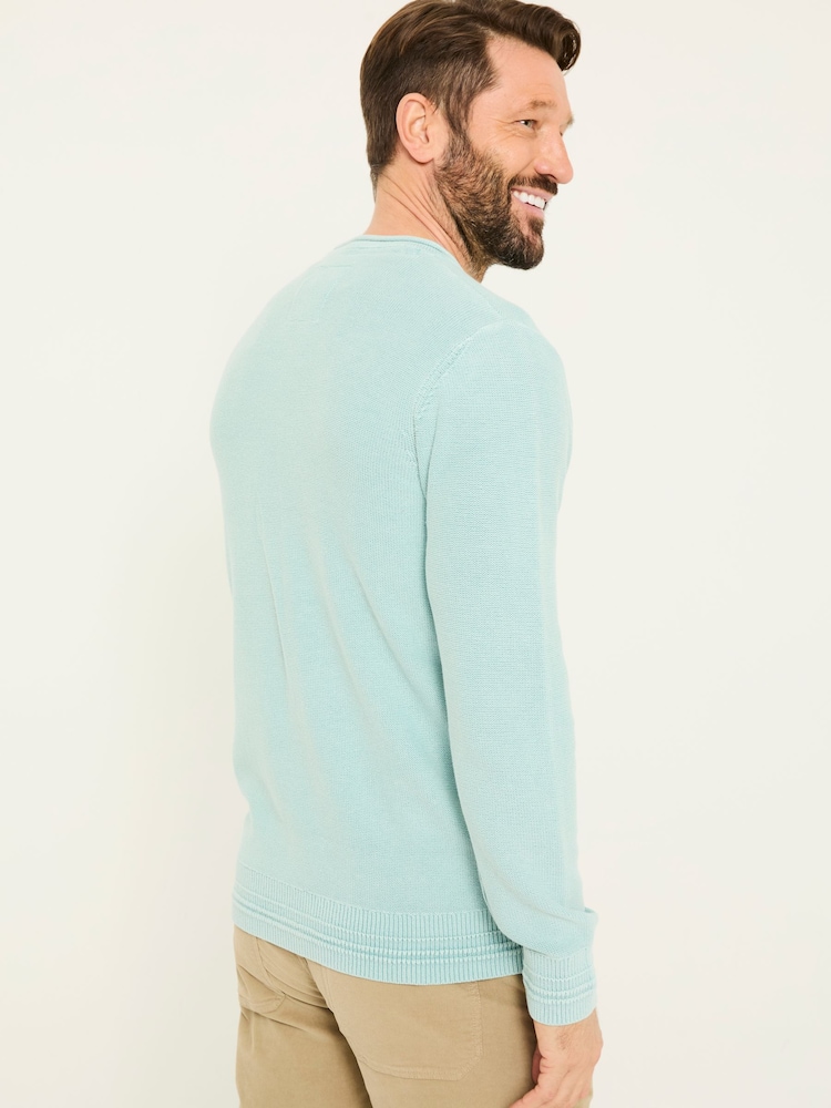 FatFace Pale Blue Berwick Laundered Crew Neck Jumper - Image 2 of 8