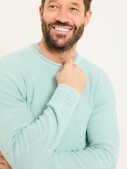 FatFace Pale Blue Berwick Laundered Crew Neck Jumper - Image 4 of 8