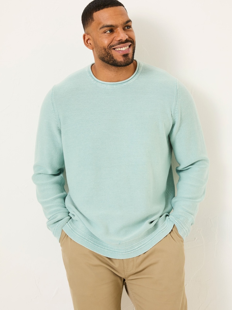 FatFace Pale Blue Berwick Laundered Crew Neck Jumper - Image 5 of 8