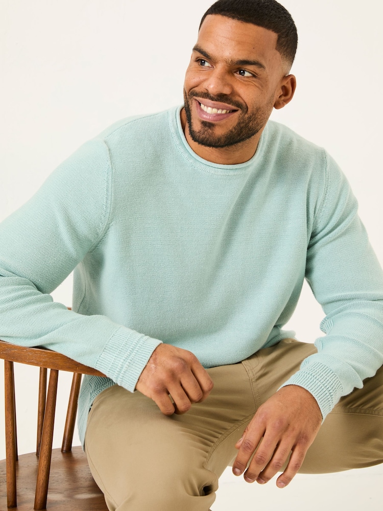 FatFace Pale Blue Berwick Laundered Crew Neck Jumper - Image 7 of 8