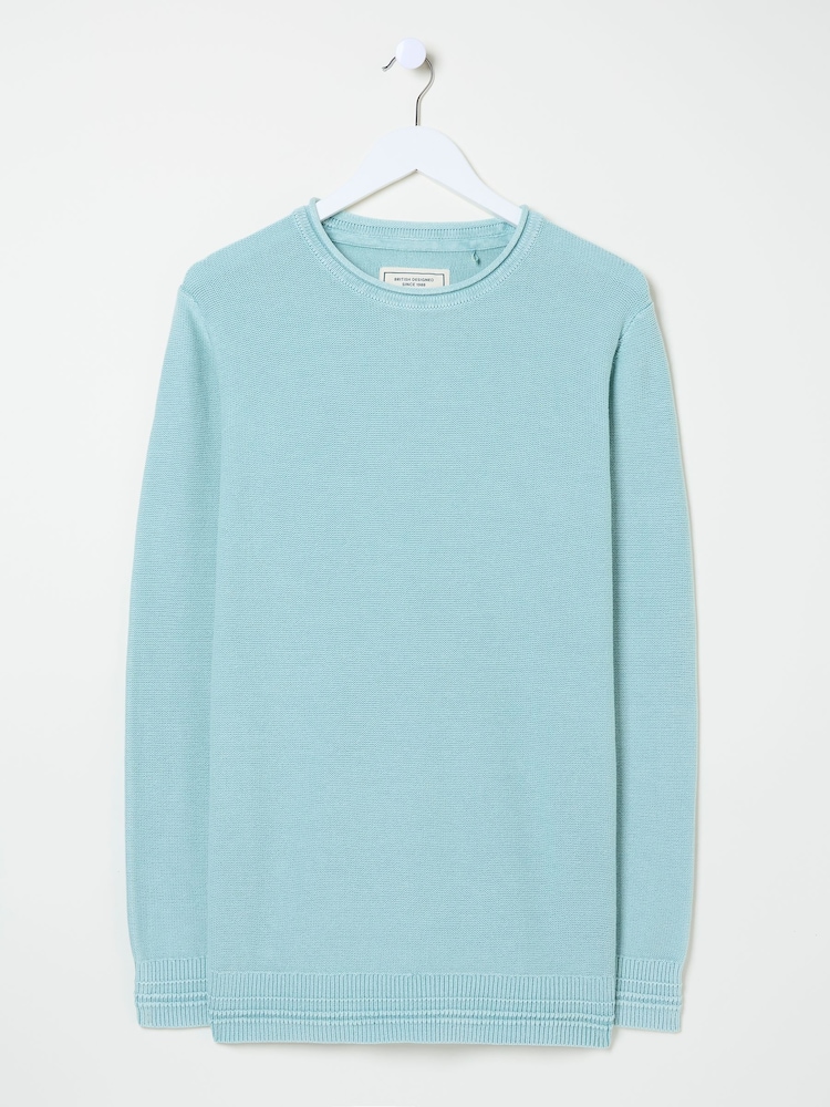FatFace Pale Blue Berwick Laundered Crew Neck Jumper - Image 8 of 8