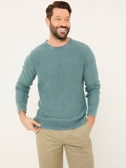 FatFace Dark Teal Berwick Laundered Crew Neck Jumper - Image 1 of 7