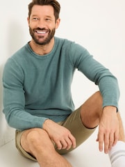 FatFace Dark Teal Berwick Laundered Crew Neck Jumper - Image 3 of 7