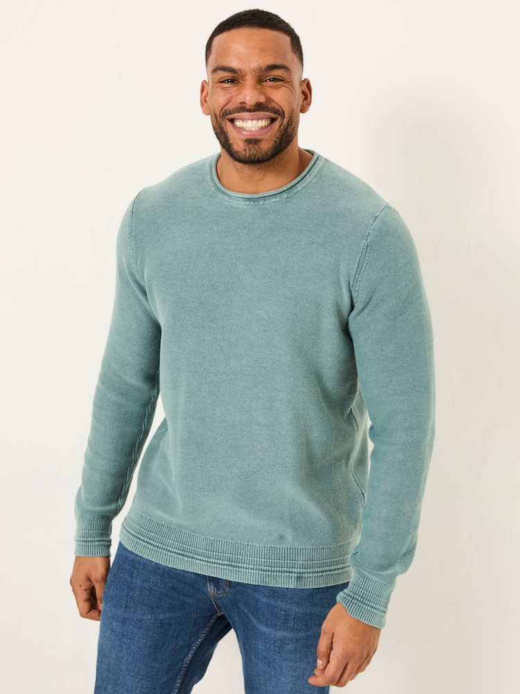 FatFace Dark Teal Berwick Laundered Crew Neck Jumper - Image 5 of 7