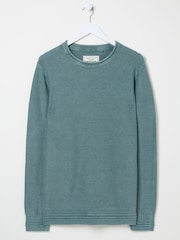 FatFace Dark Teal Berwick Laundered Crew Neck Jumper - Image 7 of 7