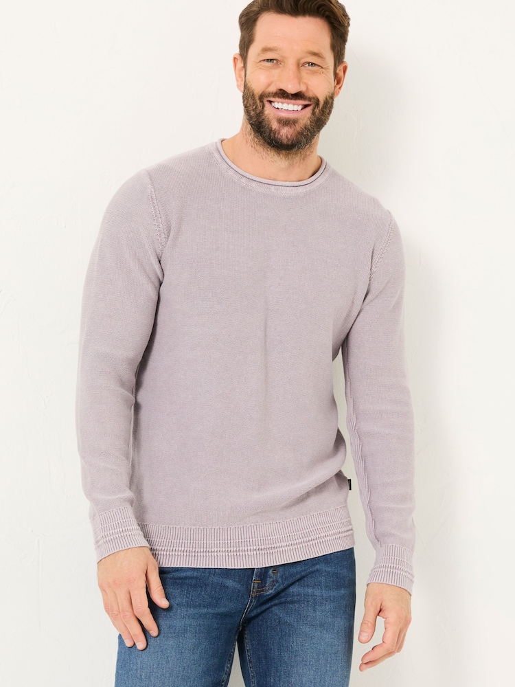 FatFace Lilac Purple Berwick Laundered Crew Neck Jumper - Image 1 of 7 FatFace Lilac Purple Berwick Laundered Crew Neck Jumper - Image 1 of 7
