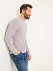 FatFace Lilac Purple Berwick Laundered Crew Neck Jumper - Image 4 of 7