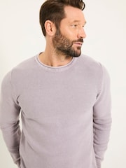 FatFace Lilac Purple Berwick Laundered Crew Neck Jumper - Image 5 of 7