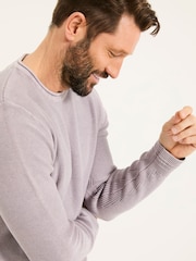 FatFace Lilac Purple Berwick Laundered Crew Neck Jumper - Image 6 of 7