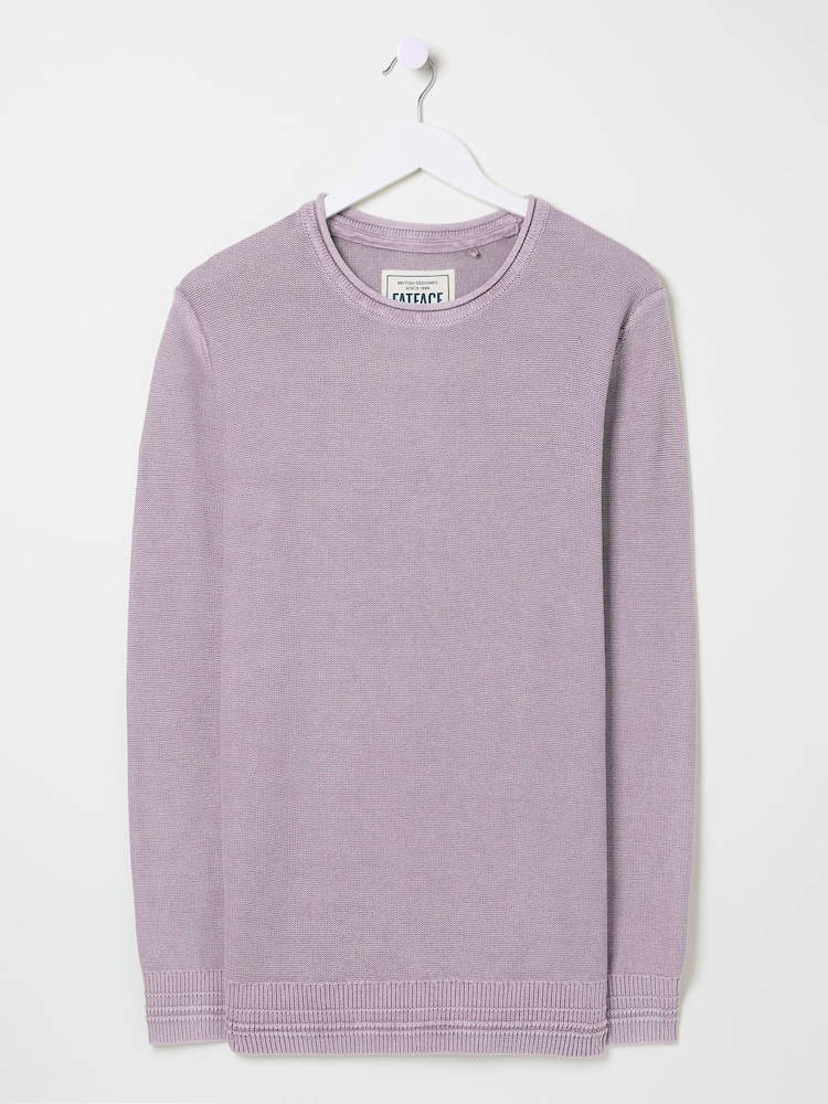 FatFace Lilac Purple Berwick Laundered Crew Neck Jumper - Image 7 of 7