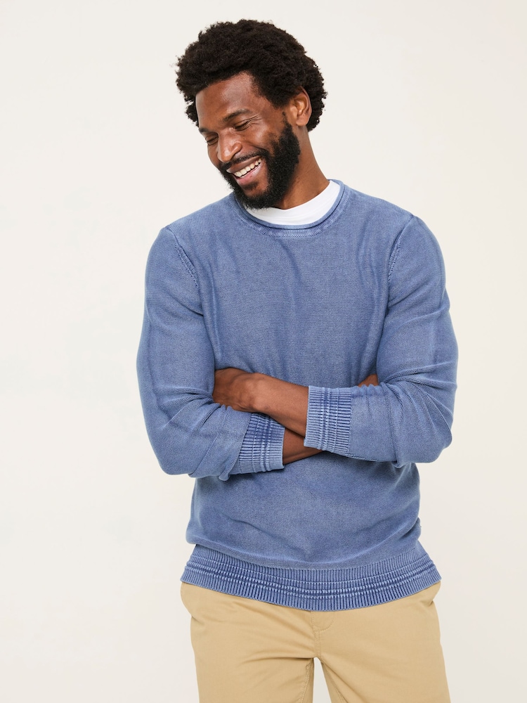 FatFace French Navy Berwick Laundered Crew Neck Jumper - Image 1 of 6