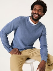 FatFace French Navy Berwick Laundered Crew Neck Jumper - Image 3 of 6