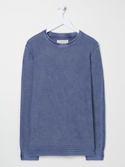 FatFace French Navy Berwick Laundered Crew Neck Jumper - Image 6 of 6