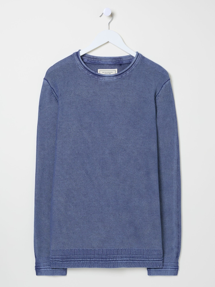 FatFace French Navy Berwick Laundered Crew Neck Jumper - Image 6 of 6