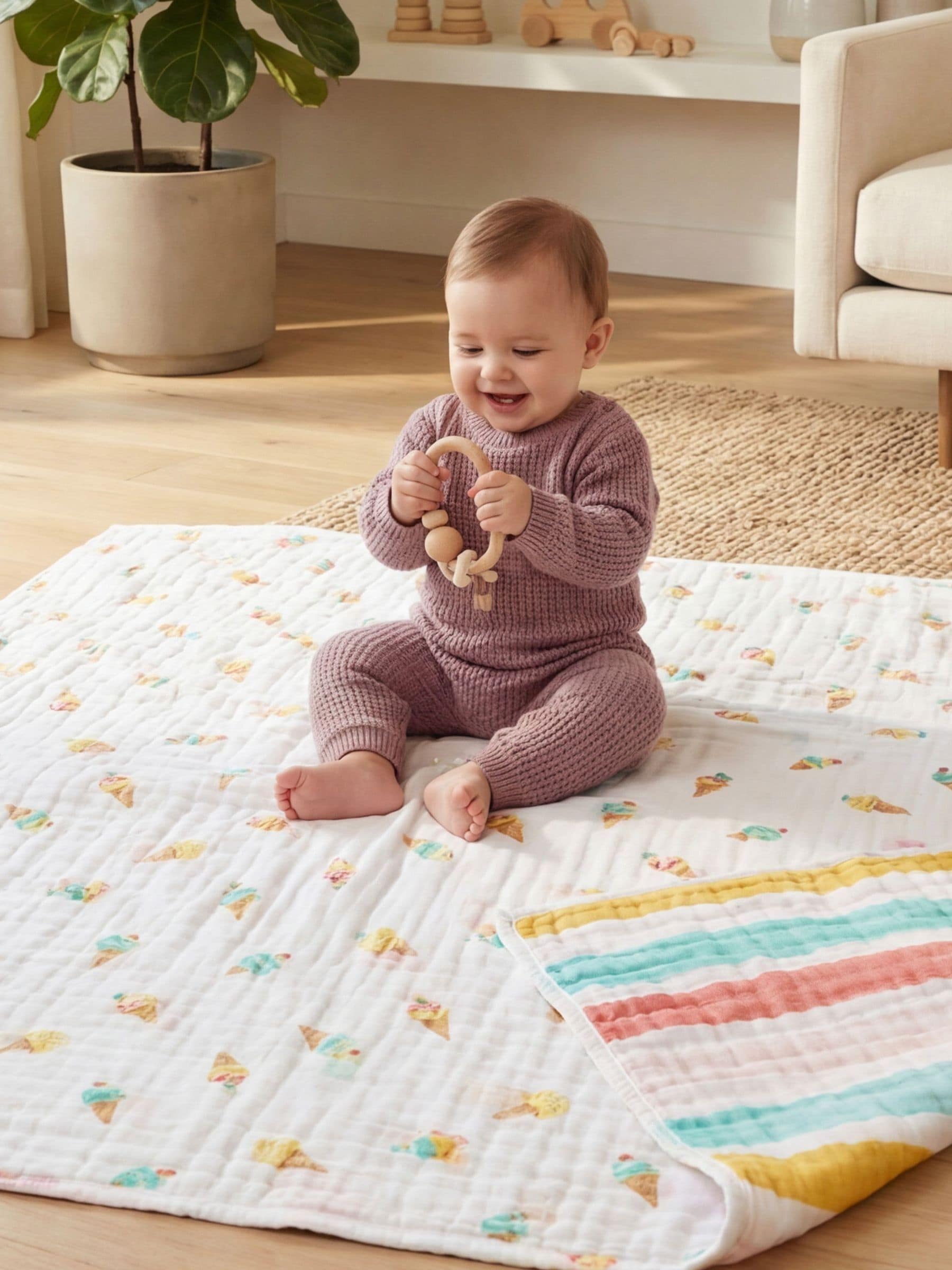 Aden + Anais White Essentials Cotton Muslin Blanket view 1