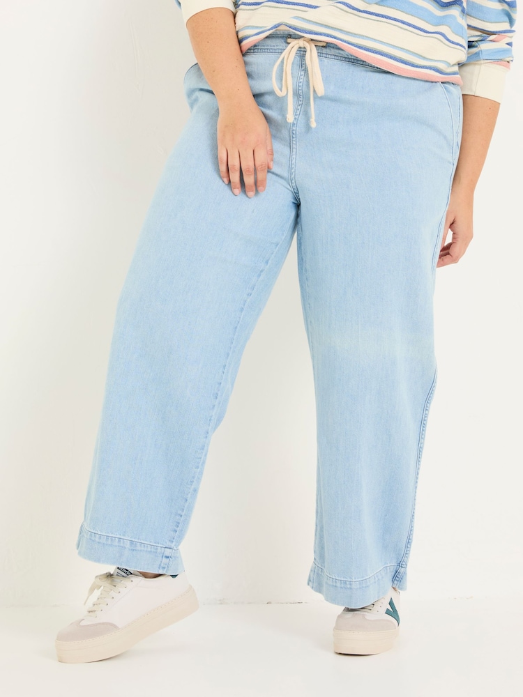 FatFace Ashby Light Blue Denim Straight Leg Drawstring Jeans - Image 6 of 10