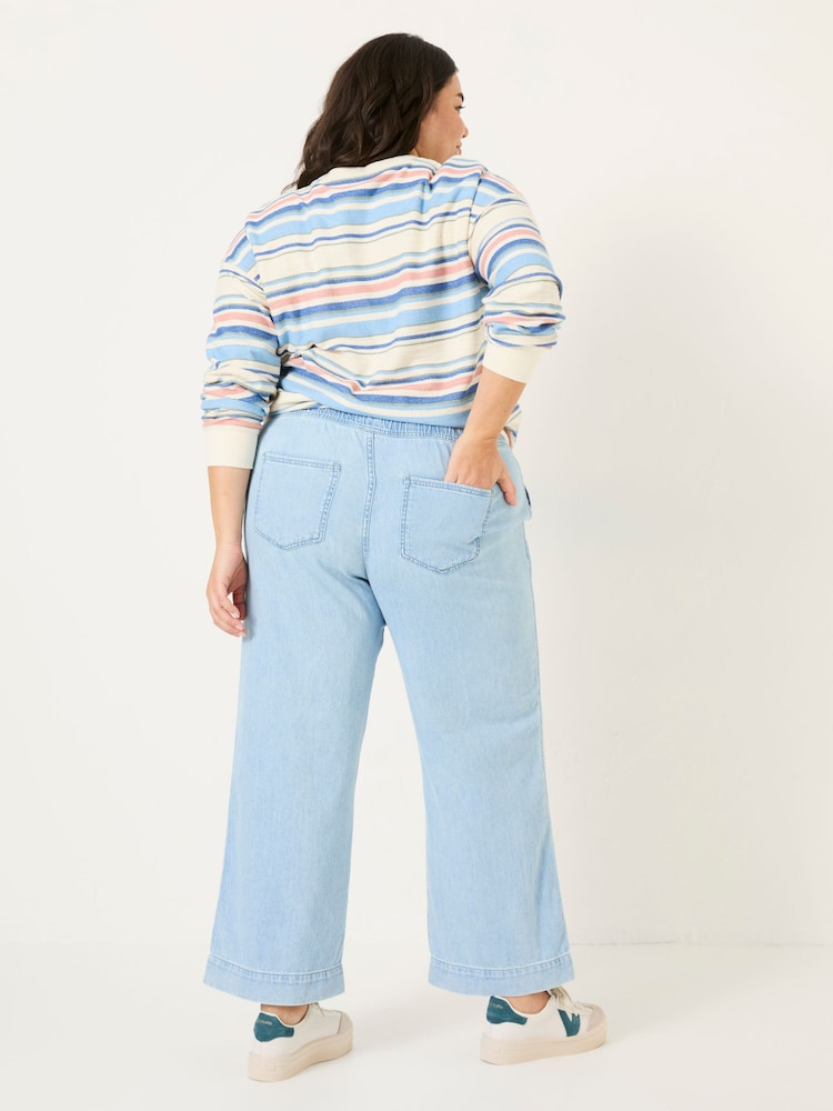 FatFace Ashby Light Blue Denim Straight Leg Drawstring Jeans - Image 7 of 10