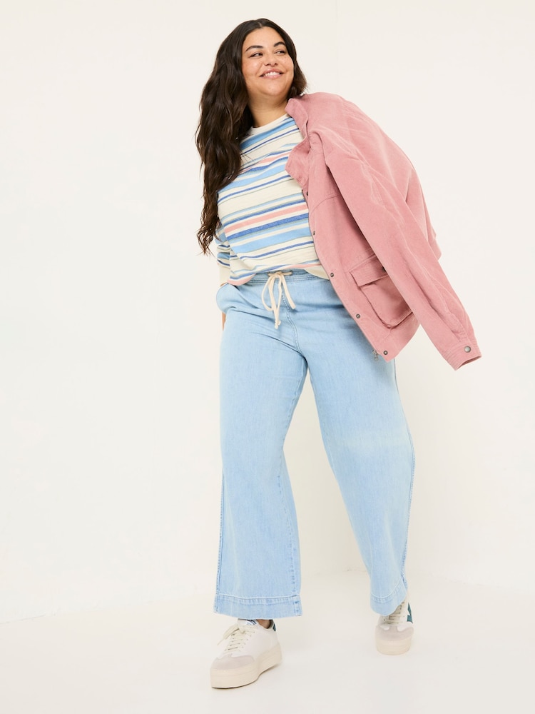FatFace Ashby Light Blue Denim Straight Leg Drawstring Jeans - Image 8 of 10