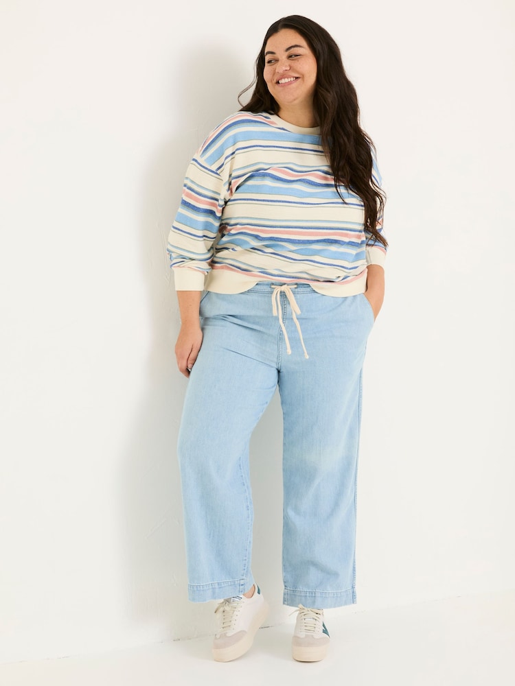 FatFace Ashby Light Blue Denim Straight Leg Drawstring Jeans - Image 9 of 10