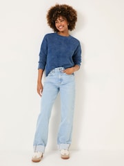 Raya Light Blue Denim Wide Leg Turn Up Jeans - Image 3 of 6