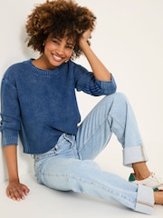 Raya Light Blue Denim Wide Leg Turn Up Jeans - Image 4 of 6