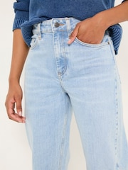Raya Light Blue Denim Wide Leg Turn Up Jeans - Image 5 of 6
