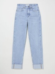 Raya Light Blue Denim Wide Leg Turn Up Jeans - Image 6 of 6