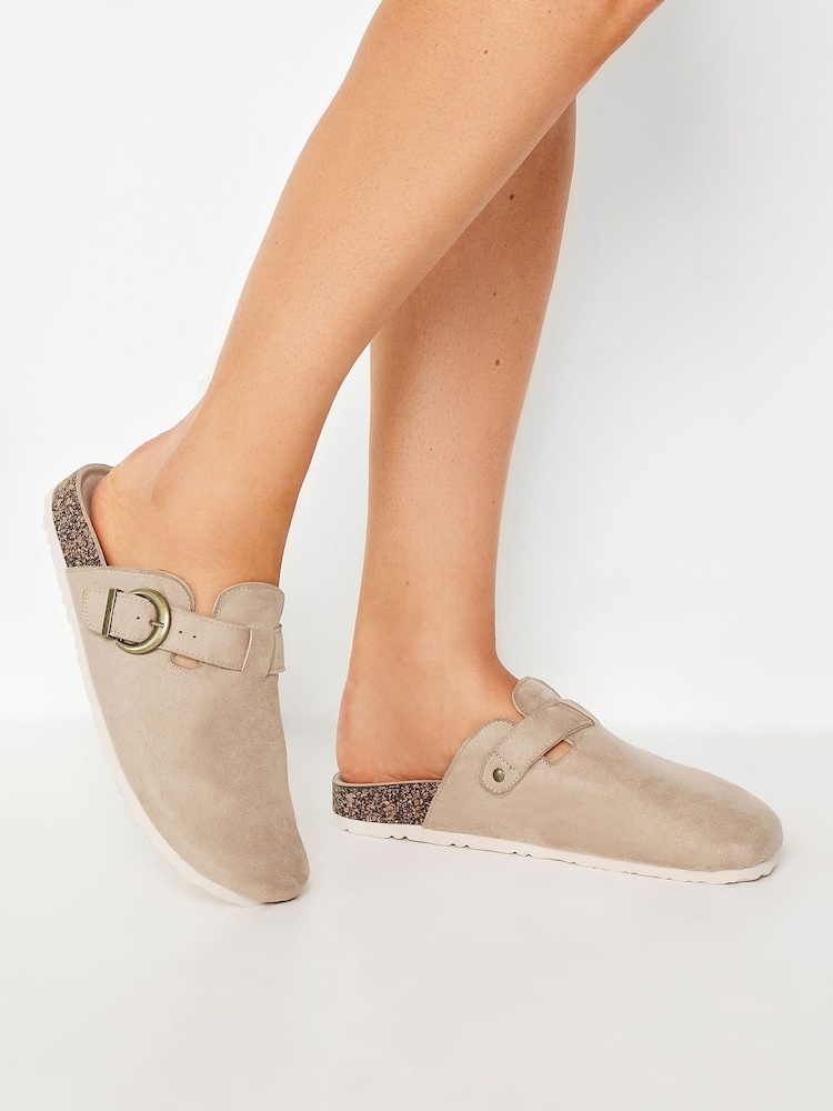 Long Tall Sally Natural Faux Suede Footbed Clogs - Image 1 of 5